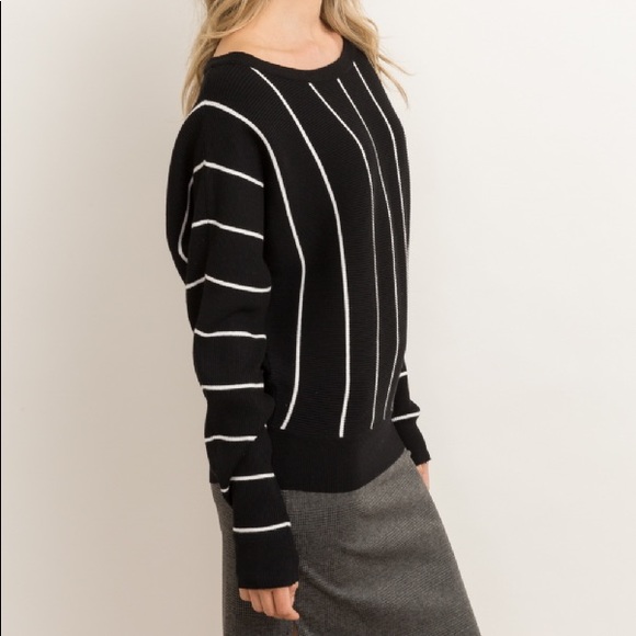 Hem & Thread Contemporary Vertical Stripe  Sweater - Picture 4 of 5